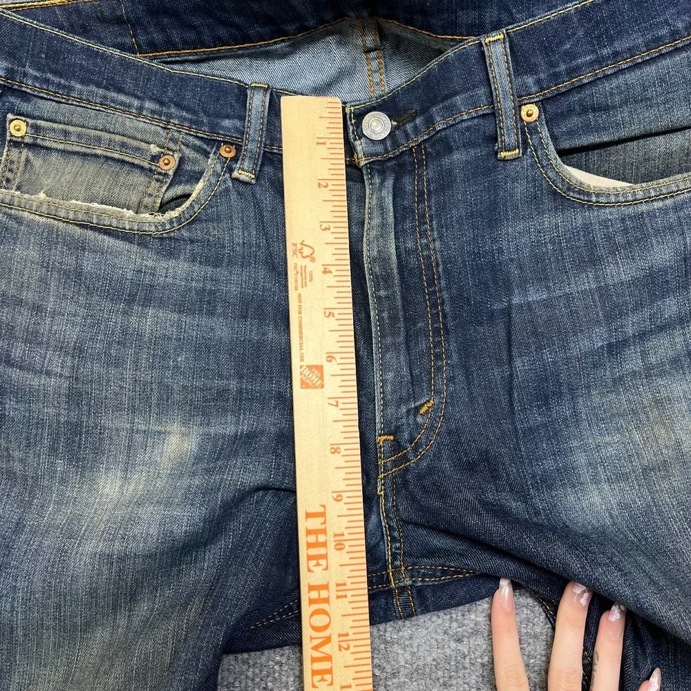 Levi's Jeans Mens Blue Denim Stretch Mid Rise Classic Straight Zip Fly - 37X32.5